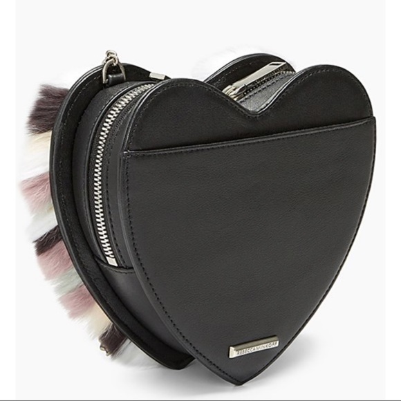 NWT Genuine Rabbit Fur Heart Crossbody - Picture 4 of 8